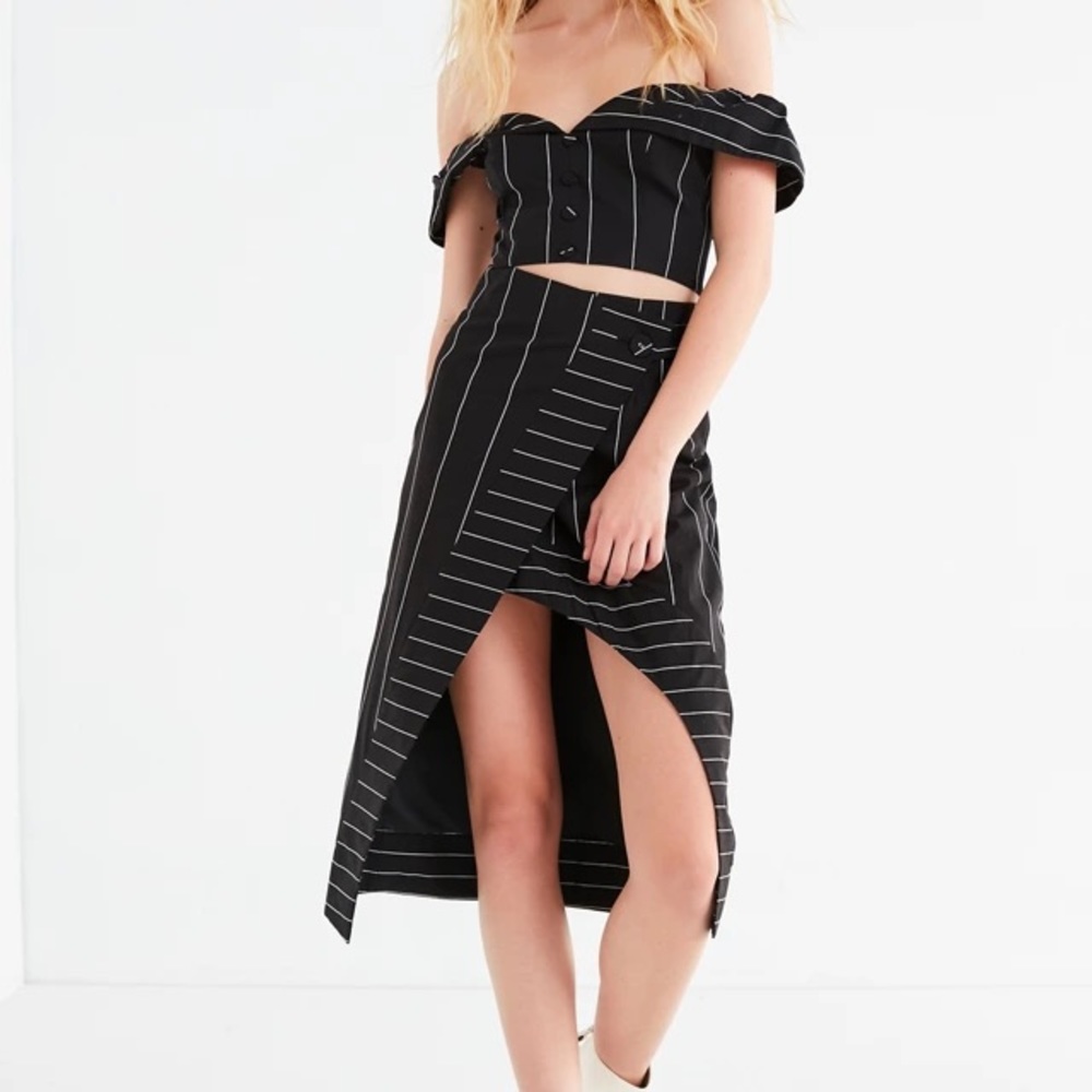 NWT Finders Keepers Alps Pinstripe Wrap Midi Skirt Size Small
